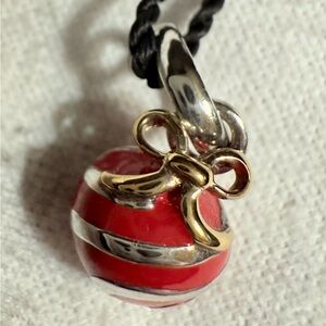 NWT Links of London Holiday Charm Sterling & Red Enamel w/ Gold Vermeil Bow